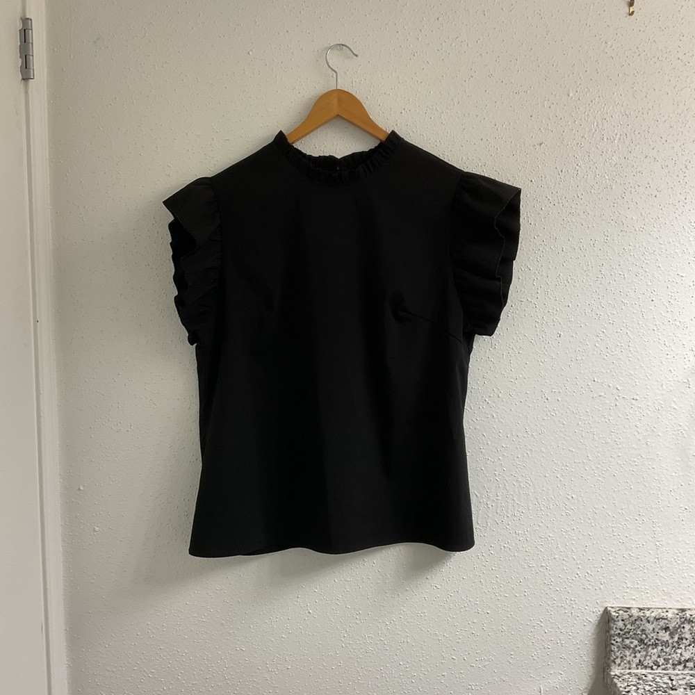 Elegant Black Ruffle Sleeve Top